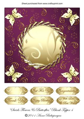 Swirls Flowers & Butterflies Blank Topper 4