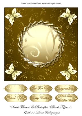 Swirls Flowers & Butterflies Blank Topper 5
