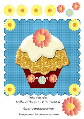 Daisy Cupcake Scalloped Topper / Card Front 5