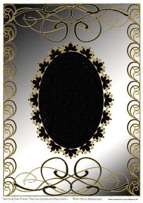 Swirls & Oval Frame Various Occasions Plain Card 1