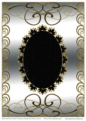 Swirls & Oval Frame Various Occasions Plain Card 2