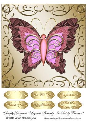 Simply Gorgeous Layered Butterfly in Swirly Frame 3