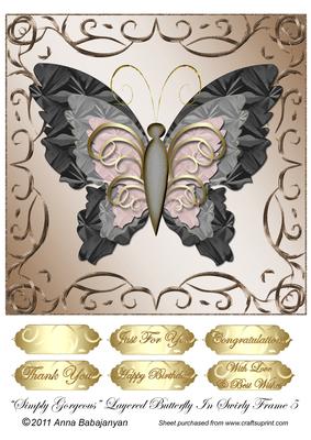 Simply Gorgeous Layered Butterfly in Swirly Frame 5
