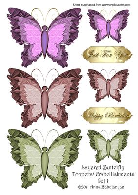 Layered Butterfly Toppers / Embellishments Set 1