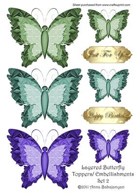 Layered Butterfly Toppers / Embellishments Set 2