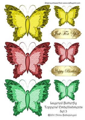 Layered Butterfly Toppers / Embellishments Set 3
