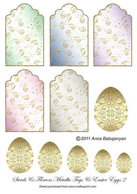 Swirls & Flowers Metallic Tags & Easter Eggs 2
