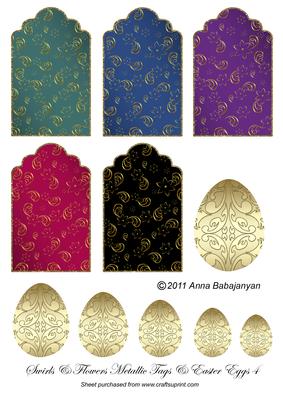 Swirls & Flowers Metallic Tags & Easter Eggs 4
