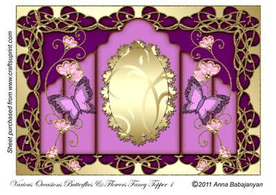 Various Occasions Butterflies & Flowers Fancy Topper 1