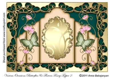 Various Occasions Butterflies & Flowers Fancy Topper 2