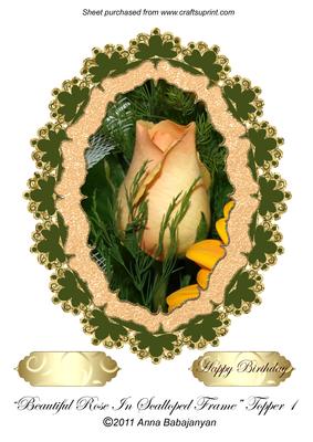 Beautiful Rose in Scalloped Frame Topper 1