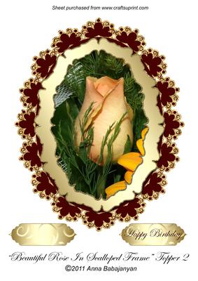 Beautiful Rose in Scalloped Frame Topper 2