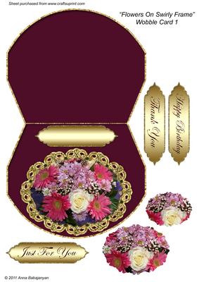 Flowers on Swirly Frame Wobble Card 1