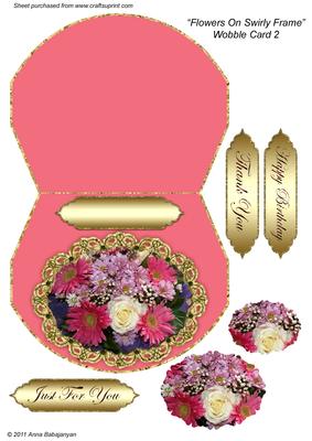 Flowers on Swirly Frame Wobble Card 2