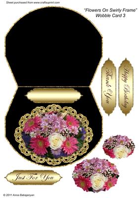 Flowers on Swirly Frame Wobble Card 3