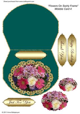 Flowers on Swirly Frame Wobble Card 4