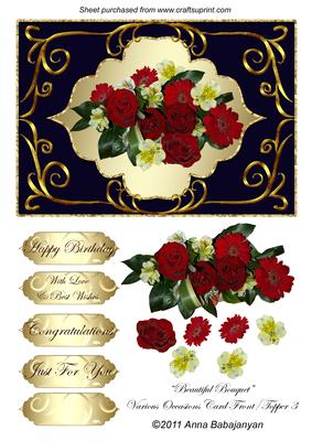 Beautiful Bouquet Various Occasions Card Front/ Topper 3