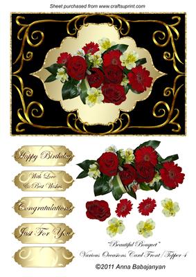 Beautiful Bouquet Various Occasions Card Front/ Topper 4