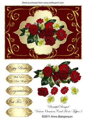 Beautiful Bouquet Various Occasions Card Front/ Topper 5