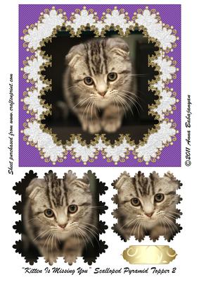 Kitten is Missing You Scalloped Pyramid Topper 2