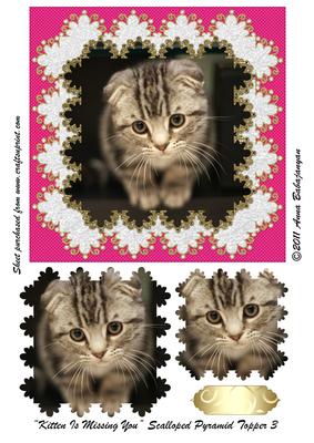 Kitten is Missing You Scalloped Pyramid Topper 3