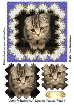 Kitten is Missing You Scalloped Pyramid Topper 4