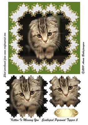 Kitten is Missing You Scalloped Pyramid Topper 5