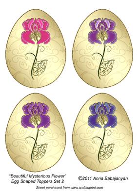 Beautiful Mysterious Flower Egg Shaped Toppers Set 2