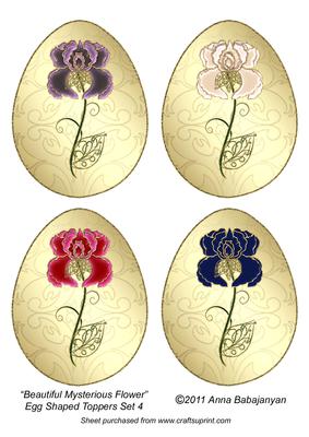 Beautiful Mysterious Flower Egg Shaped Toppers Set 4