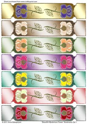 Beautiful Mysterious Flower Bookmarks Set 1