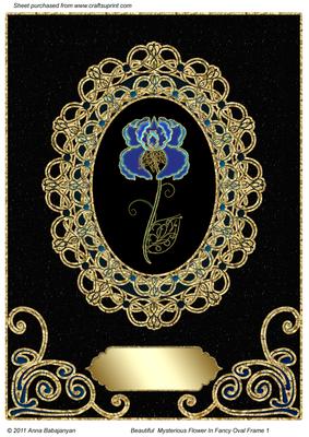 Beautiful Mysterious Flower in Fancy Oval Frame 1