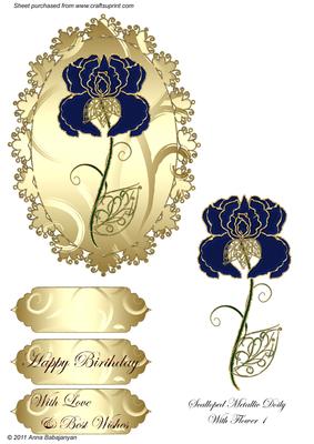Scalloped Metallic Doily with Flower 1