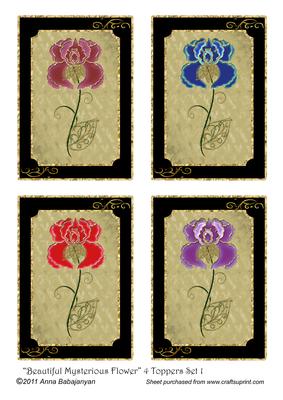 Beautiful Mysterious Flower 4 Toppers Set 1