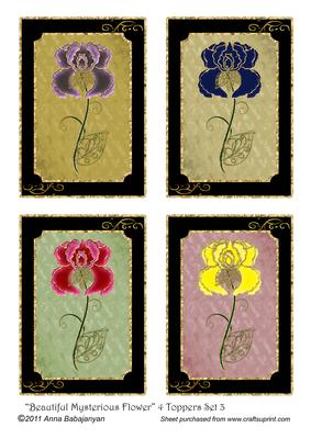 Beautiful Mysterious Flower 4 Toppers Set 3