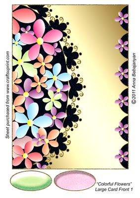 Colorful Flowers Large Card Front 1