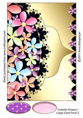 Colorful Flowers Large Card Front 2