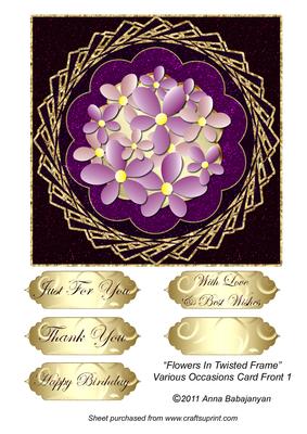 Flowers in Twisted Frame Various Occasions Card Front 1
