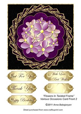 Flowers in Twisted Frame Various Occasions Card Front 2