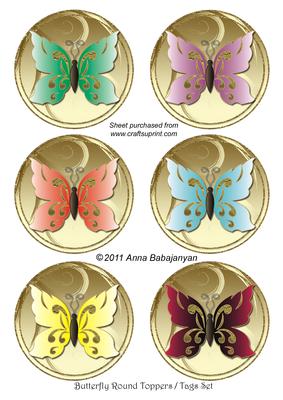 Butterfly Round Toppers/ Tags Set