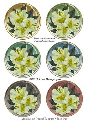 Little Lilies Round Toppers/ Tags Set