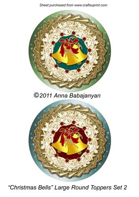 Christmas Bells Large Round Topper Set 2