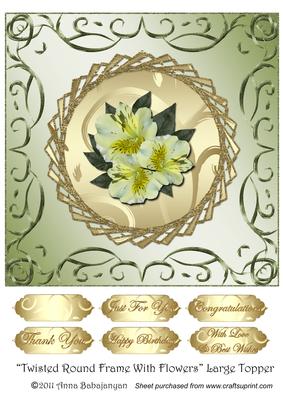 Twisted Round Frame with Flowers Large Topper