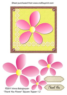 Thank You Flower Square Topper 1.2