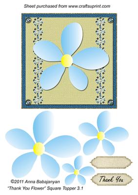 Thank You Flower Square Topper 3.1