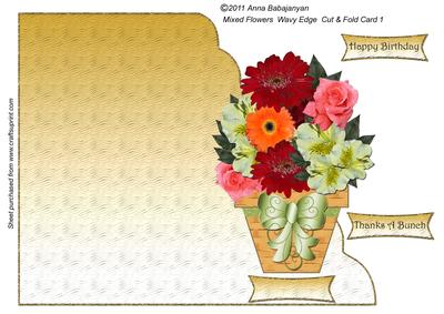 Mixed Flowers Wavy Edge Cut & Fold Card 1