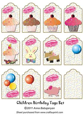 Children Birthday Tags Set