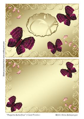 Magenta Butterflies 2 Card Fronts 1