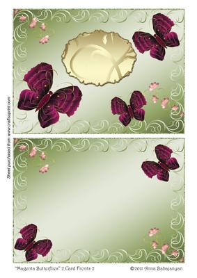 Magenta Butterflies 2 Card Fronts 2