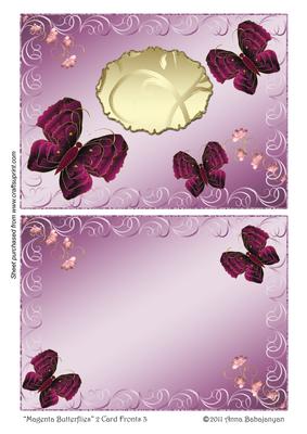 Magenta Butterflies 2 Card Fronts 3