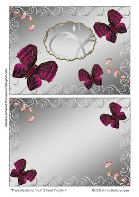 Magenta Butterflies 2 Card Fronts 4